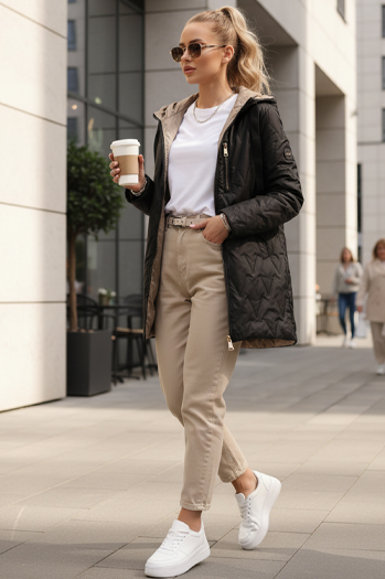 Gesteppte Damen-Übergangsjacke schwarz Dstreet TY5562