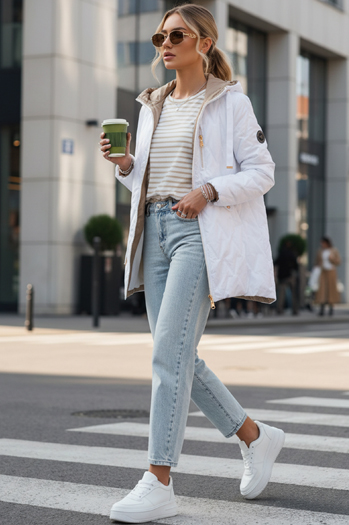 Gesteppte Damen-Übergangsjacke weiß Dstreet TY5564