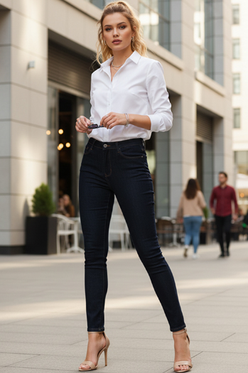 Damen Skinny Jeans mit hoher Taille navy blau Dstreet UY2865