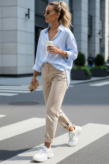 Damen-Jeans mit hoher Taille in Mama-Passform beige Dstreet UY2872