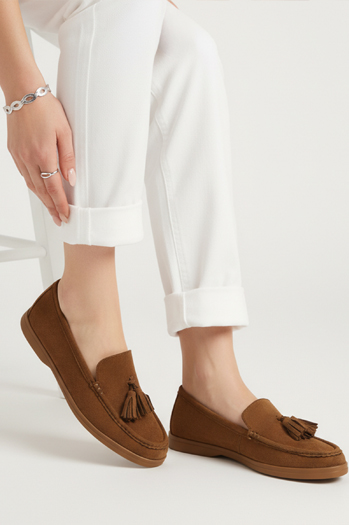 Damen Wildleder braun Mokassins Dstreet ZY1343