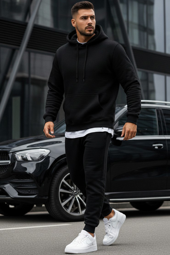 Herren Kapuzenpullover Schwarz BX2028