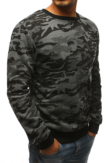 Herren Sweatshirt ohne Kapuze mit Motiv Schwarzgrau BX3677