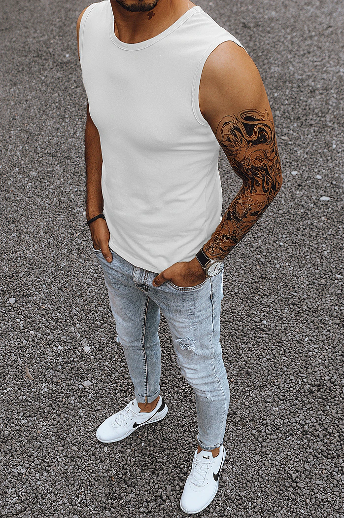 Herren Basic Tanktop Weiß Dstreet RX3491