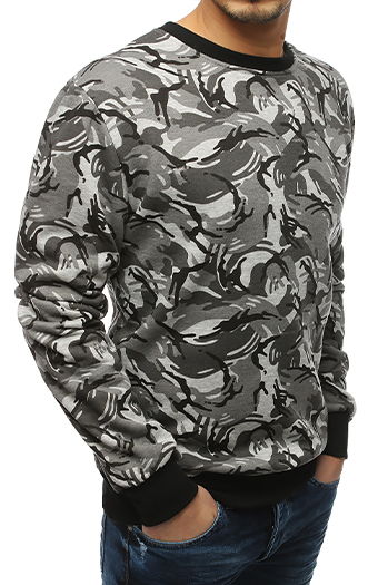 Herren Sweatshirt ohne Kapuze mit Motiv Grau BX4266