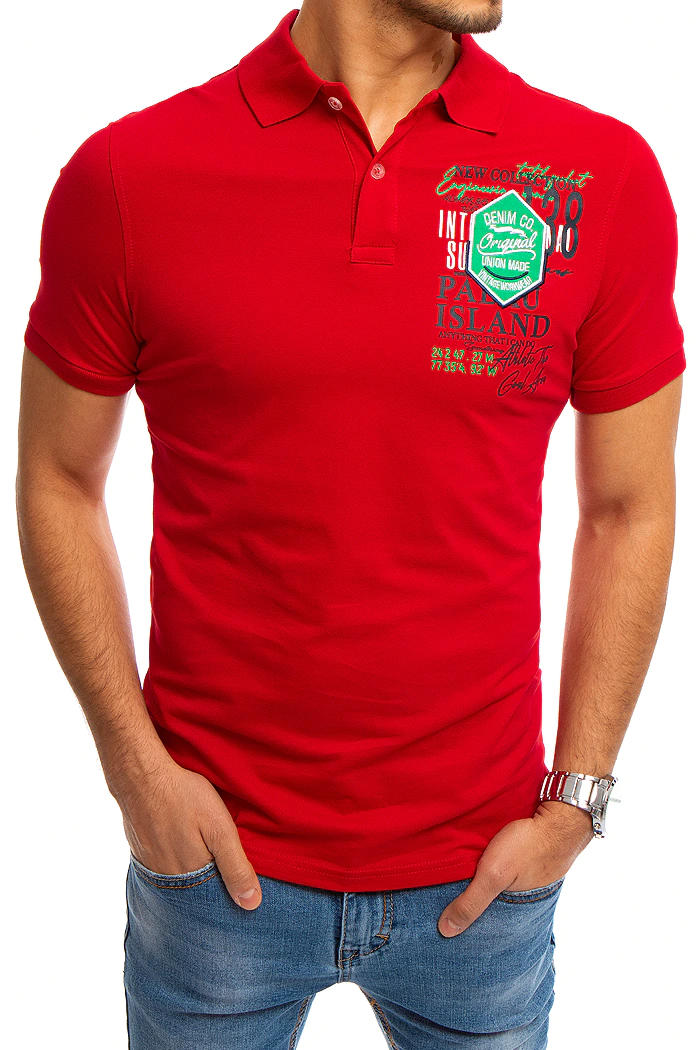 Herren Poloshirt mit Aufdruck Rot Dstreet PX0367