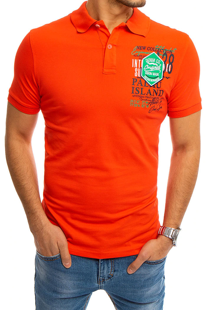 Herren Poloshirt mit Aufdruck Korallenfarbe Dstreet PX0368