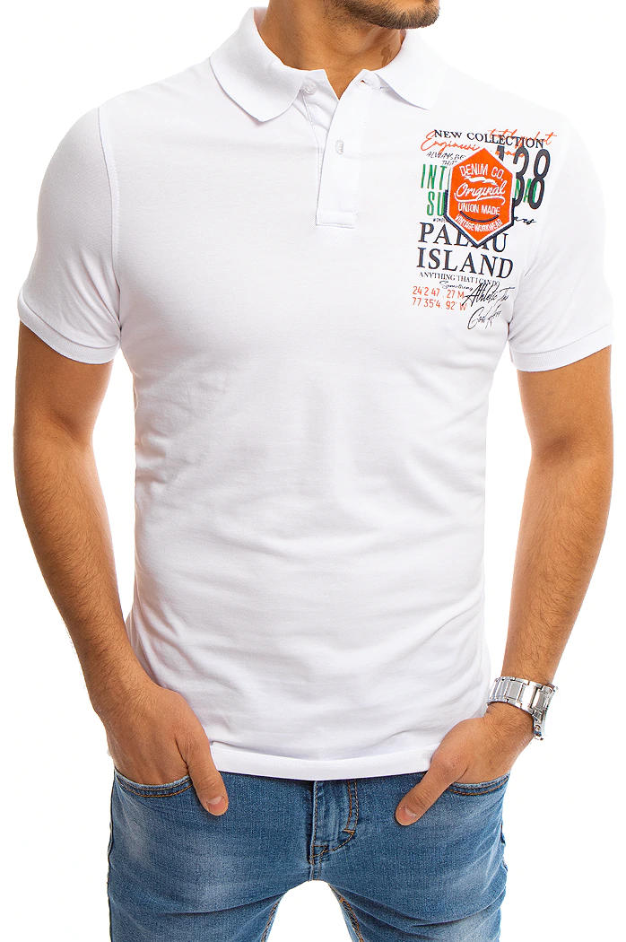 Herren Poloshirt mit Aufdruck Weiß Dstreet PX0370