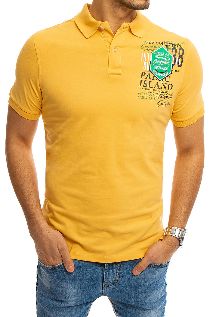 Herren Poloshirt mit Aufdruck Gelb Dstreet PX0372
