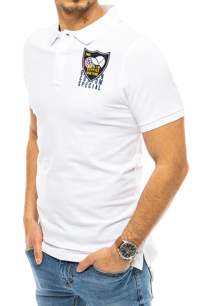 Herren Poloshirt mit Stickerei Weiß Dstreet PX0392