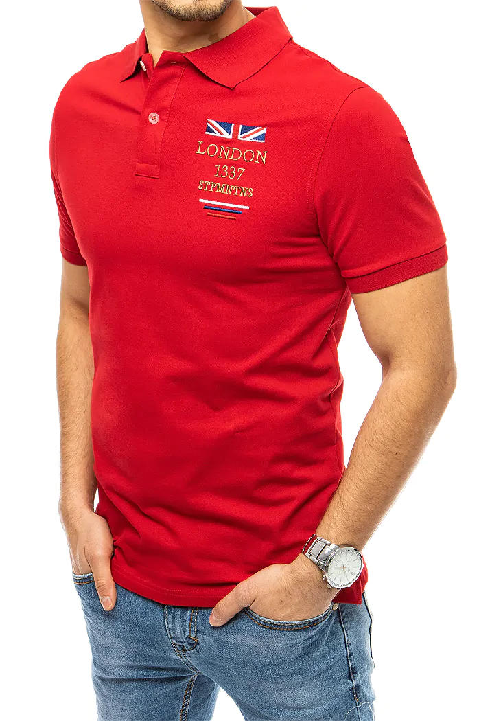 Herren Poloshirt mit Stickerei Rot Dstreet PX0432