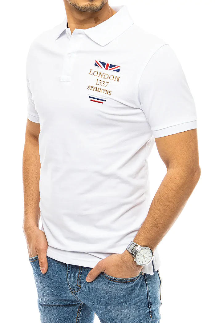 Herren Poloshirt mit Stickerei Weiß Dstreet PX0436