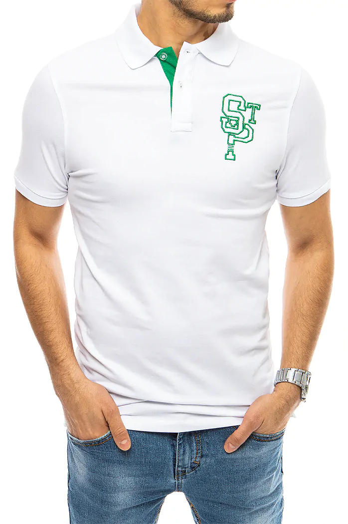 Herren Poloshirt mit Stickerei Weiß Dstreet PX0439