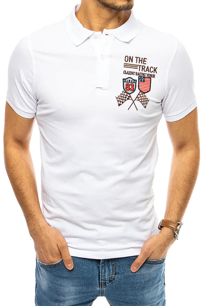 Herren Poloshirt mit Stickerei Weiß Dstreet PX0452