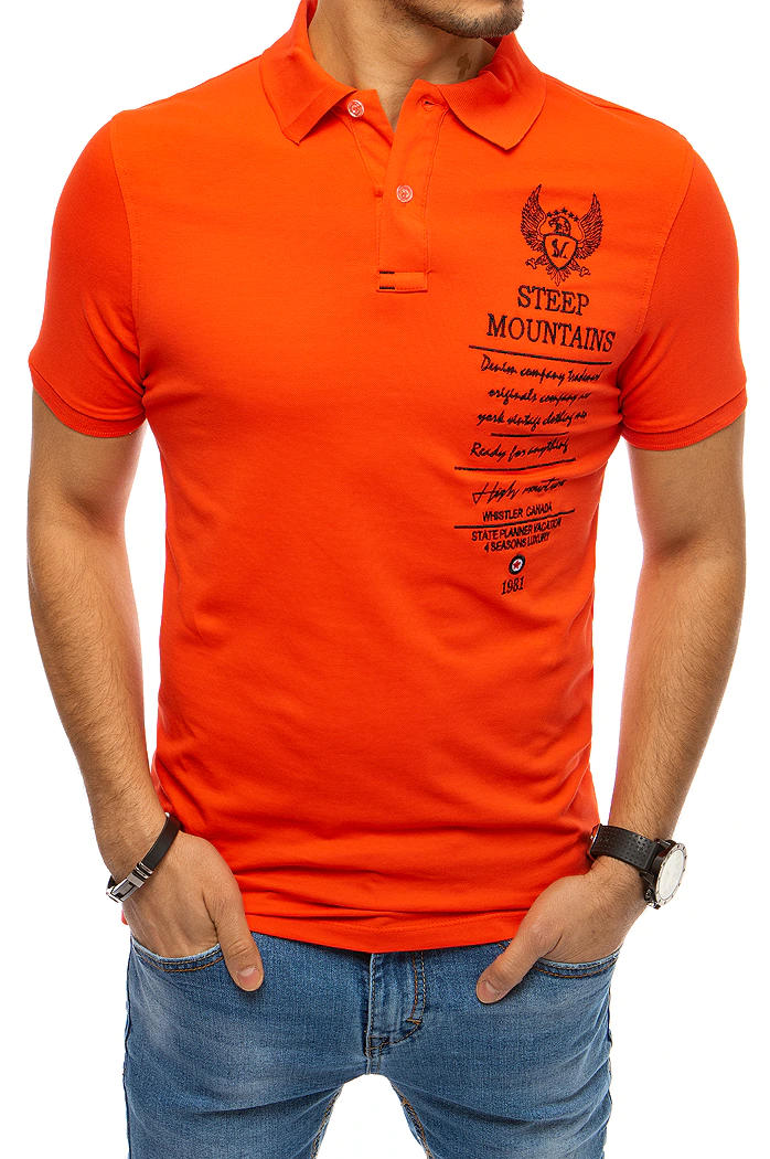 Herren Poloshirt mit Stickerei Koralfarben Dstreet PX0477