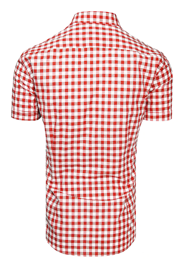 Weiß-rotes Herrenhemd kariert mit Kurzarm Dstreet KX0954