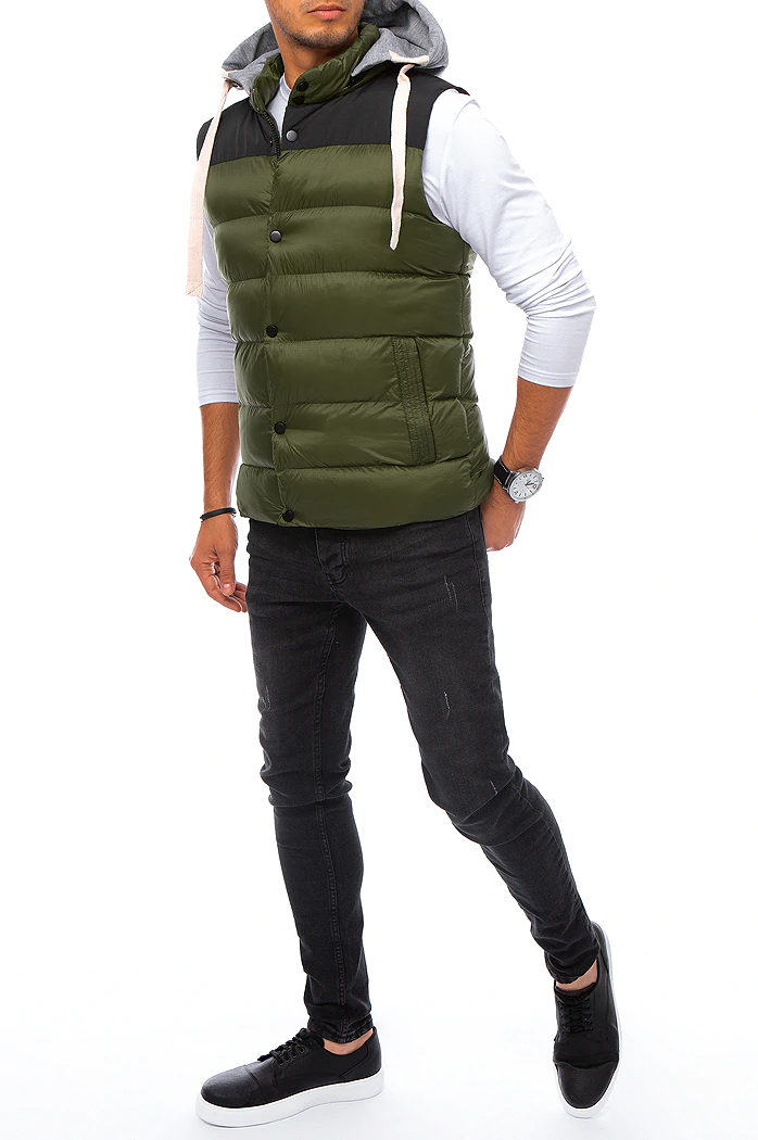 Herren Weste mit Kapuze Farbe Grün DSTREET TX3935