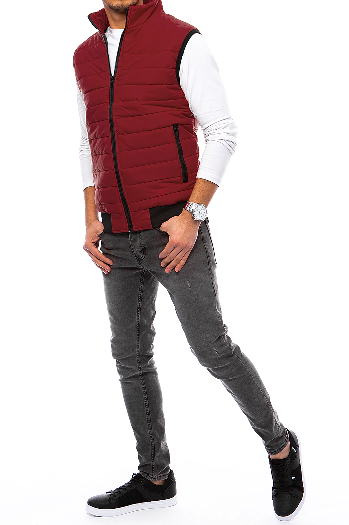 Burgunderrote Steppweste für Männer Dstreet TX4016