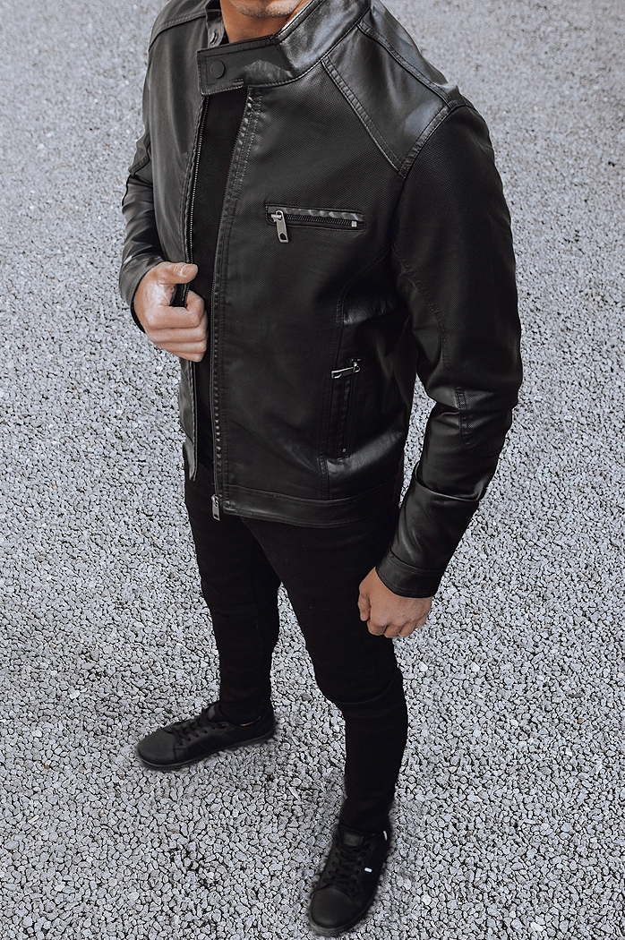 Herren Kunstlederjacke Schwarz Dstreet TX4078