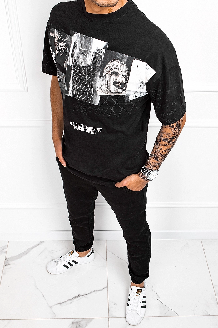 Herren T-shirt mit Aufdruck Schwarz Dstreet RX4845