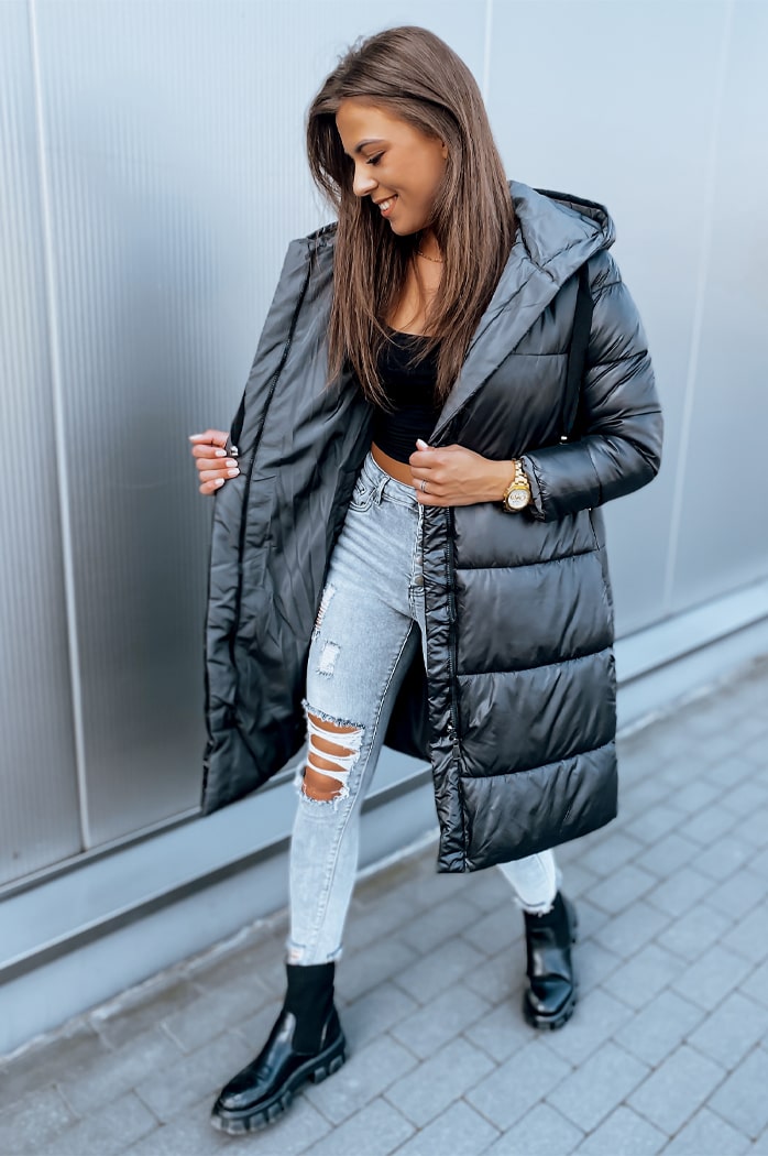 Damen Gesteppt Wendejacke KERMIT Schwarz Dstreet TY2864