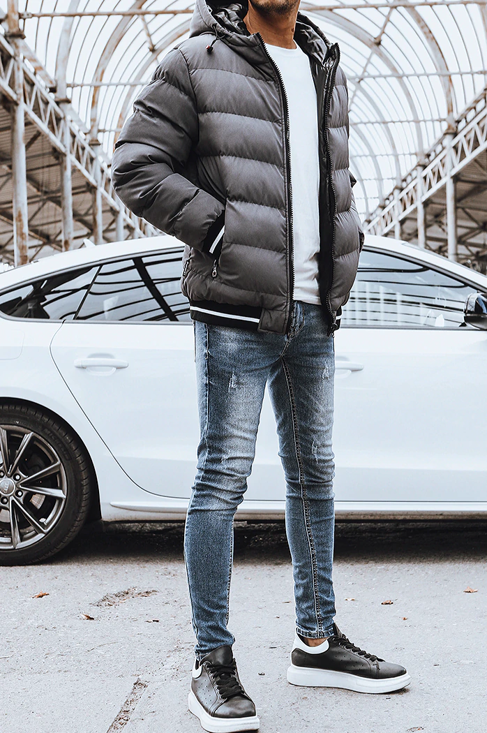 Beidseitige Herren Winterjacke grau Dstreet TX4198