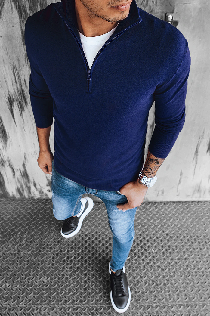 Marineblauer Herren-Pullover Dstreet WX1893