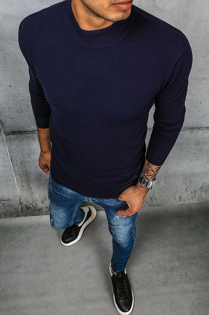Herren Halb Rollkragen Pullover Dunkelblau Dstreet WX1898