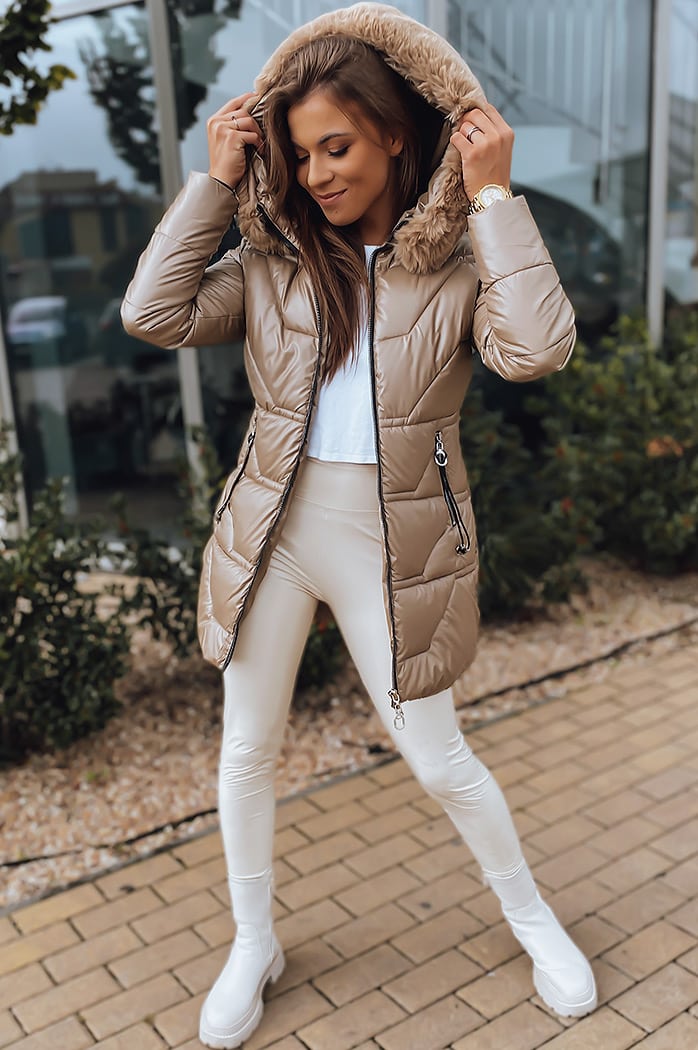 Damen Winterjacke mit Kapuze KRISTA camel Dstreet TY3066
