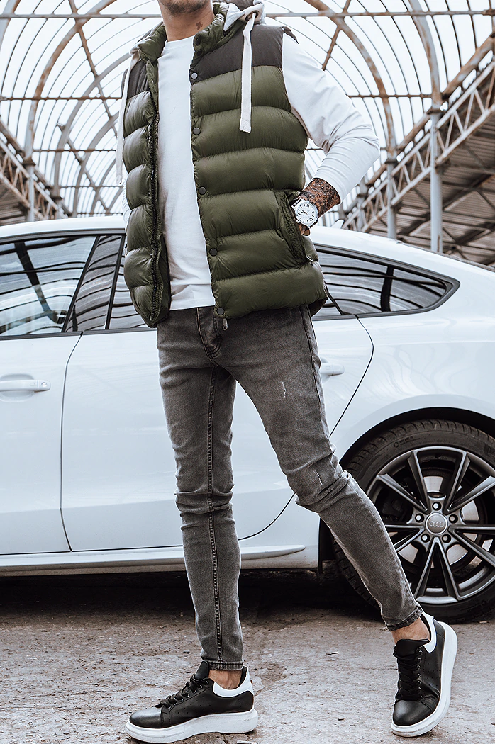 Herren Kapuzenweste grün Dstreet TX3935z