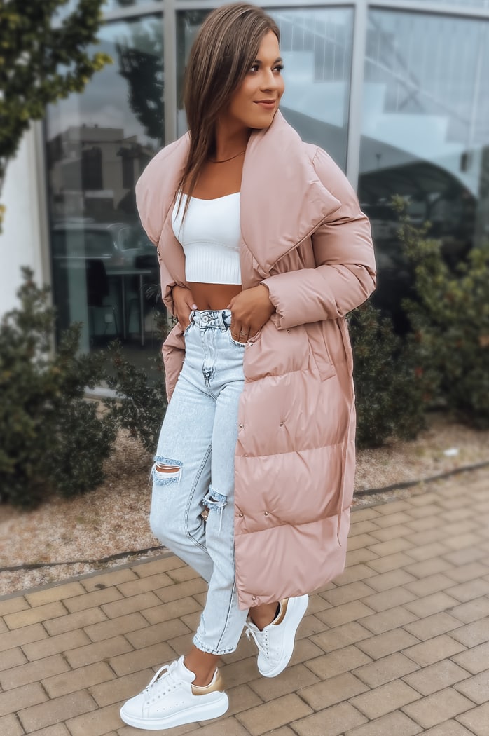 Damen Lange Mantel FAVI Farbe Rosa DSTREET TY3090