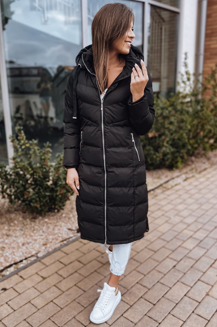Damen Steppwinterjacke mit Kapuze MENSI schwarz Dstreet TY3093
