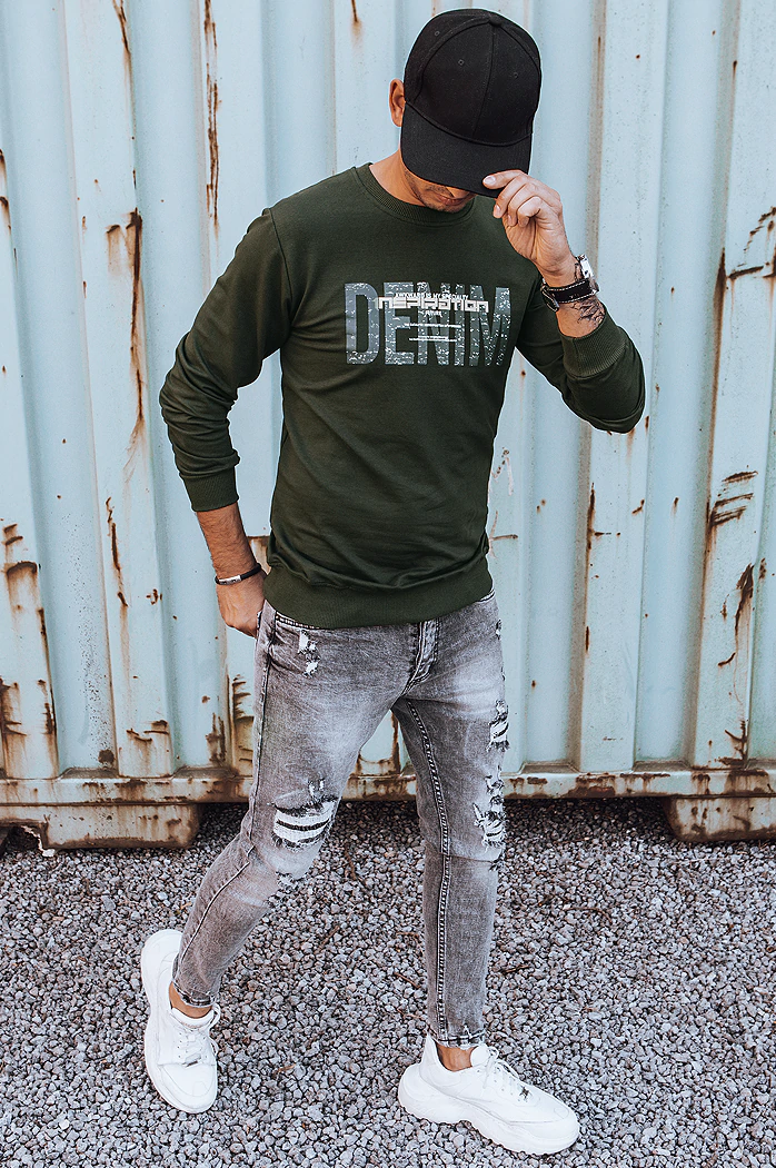 Herren Sweatshirt mit Aufdruck Khaki Dstreet BX5358