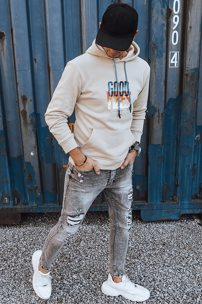 Herren Kapuzenpullover Isoliert Zip Beige Dstreet BX5378