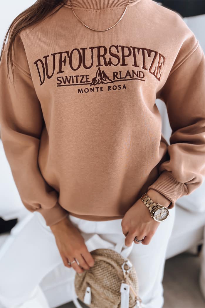 Damen Sweatshirt ohne Kapuze MONTE ROSA Farbe Camel DSTREET BY1159