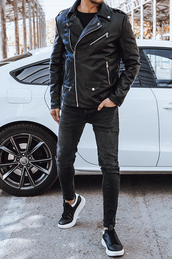 Herren Kunstlederjacke Schwarz Dstreet TX4276
