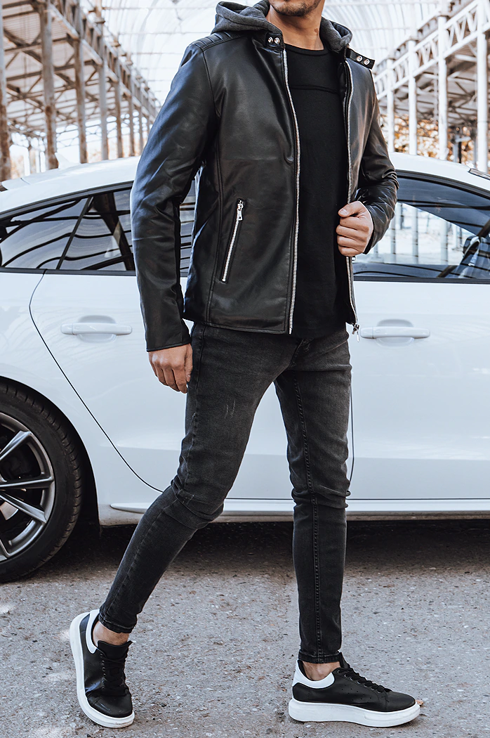Herren Kunstlederjacke Schwarz Dstreet TX4277