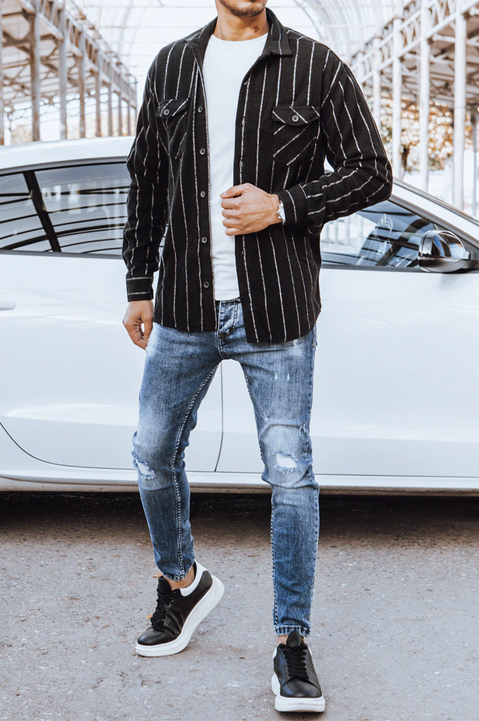 Herren Gestreiftes Hemd Farbe Schwarz DSTREET DX2241
