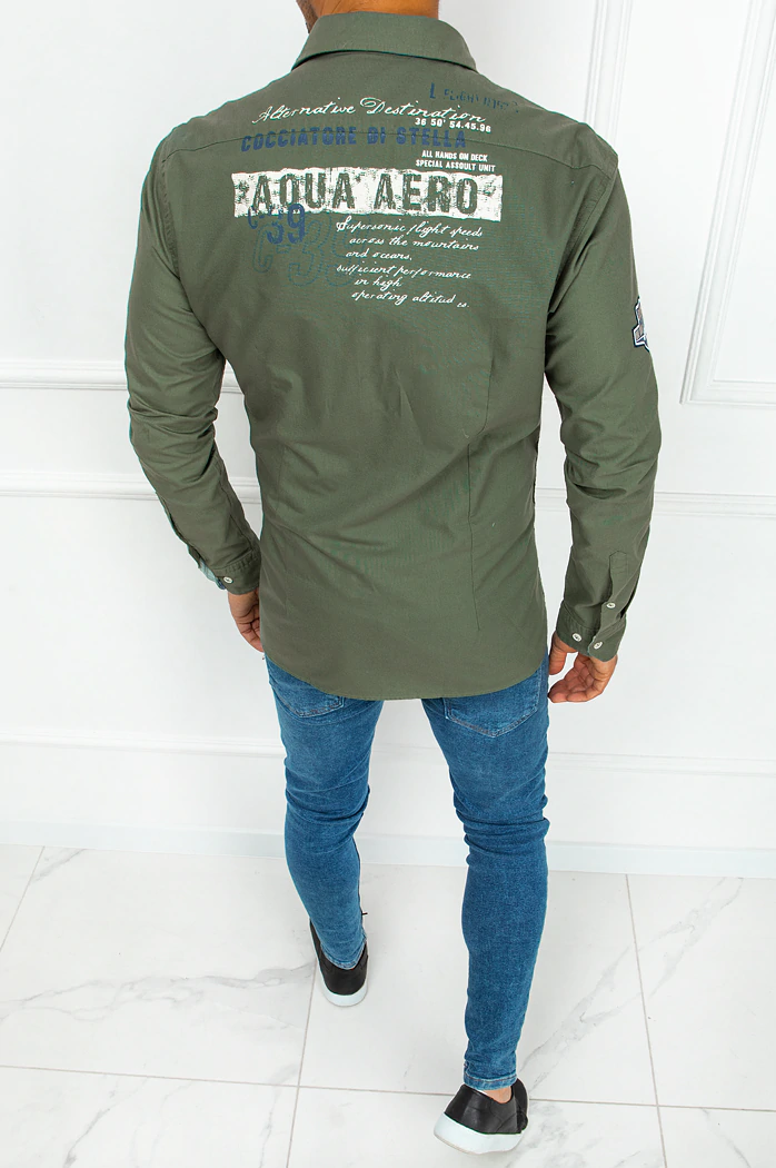 Herren Langarm Hemd Farbe Grün DSTREET DX2275