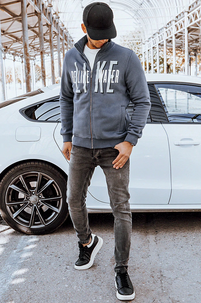 Herren Sweatshirt mit Aufdruck Dunkelgrau Dstreet BX5409