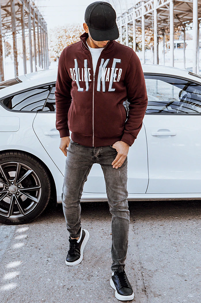 Herren Sweatshirt mit Aufdruck Weinrot Dstreet BX5410