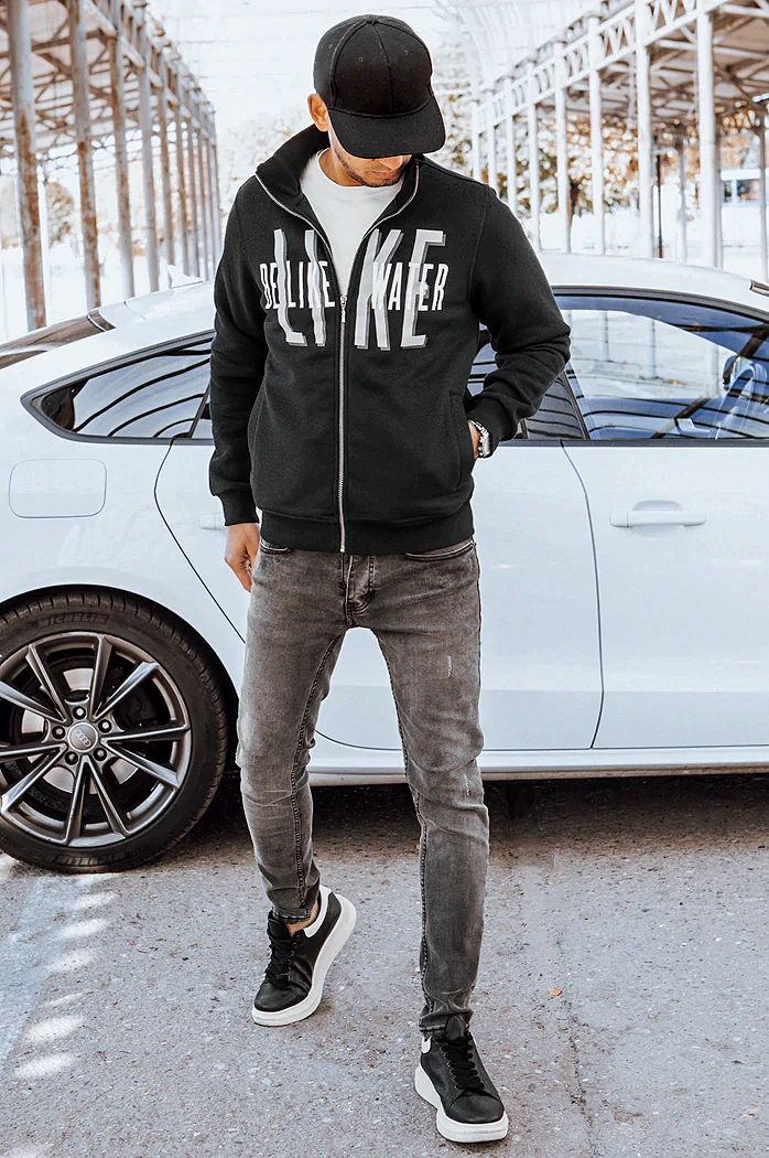 Herren Sweatshirt mit Aufdruck Schwarz Dstreet BX5413
