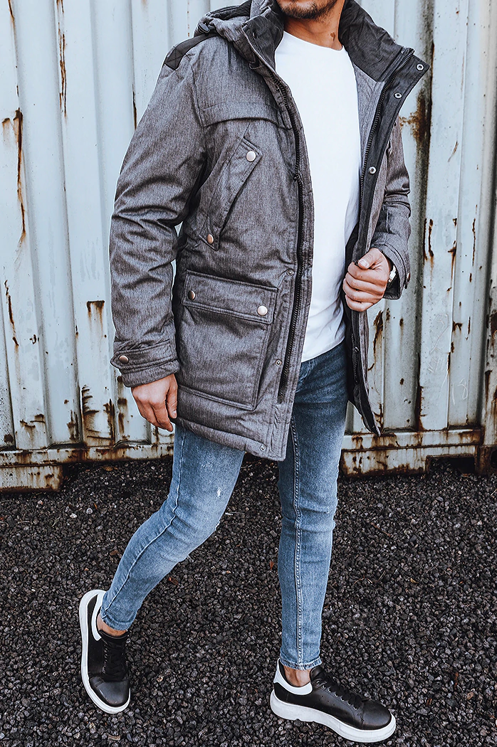 Herren Winterjacke grau Dstreet TX4281