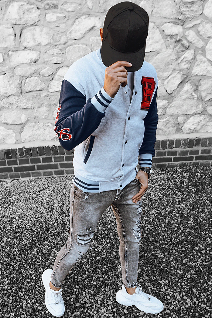 Herren Sweatshirt mit Reißverschluss Farbe Hellgrau DSTREET BX5441