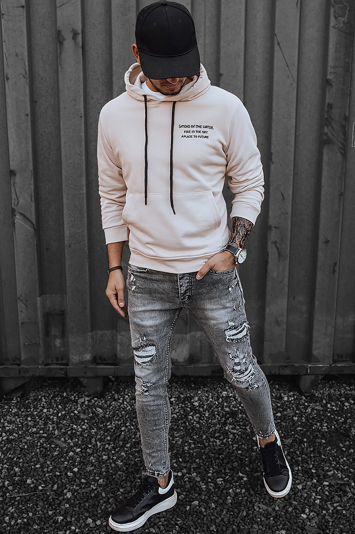 Herren Kapuzenpullover Farbe Ecru DSTREET BX5461