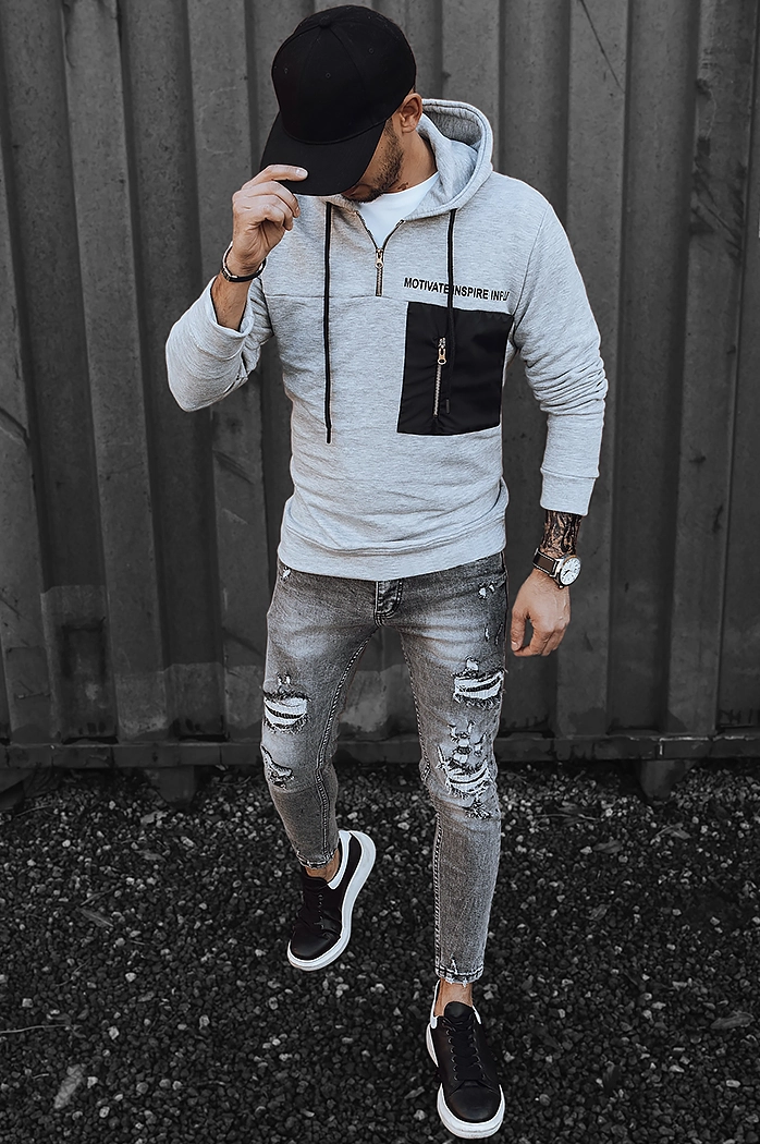 Herren Kapuzenpullover Farbe Hellgrau DSTREET BX5465