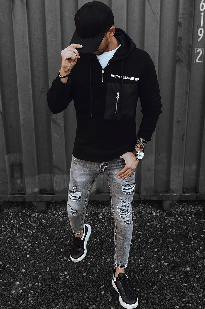 Herren Sweatshirt mit Reißverschluss Farbe Schwarz DSTREET BX5466