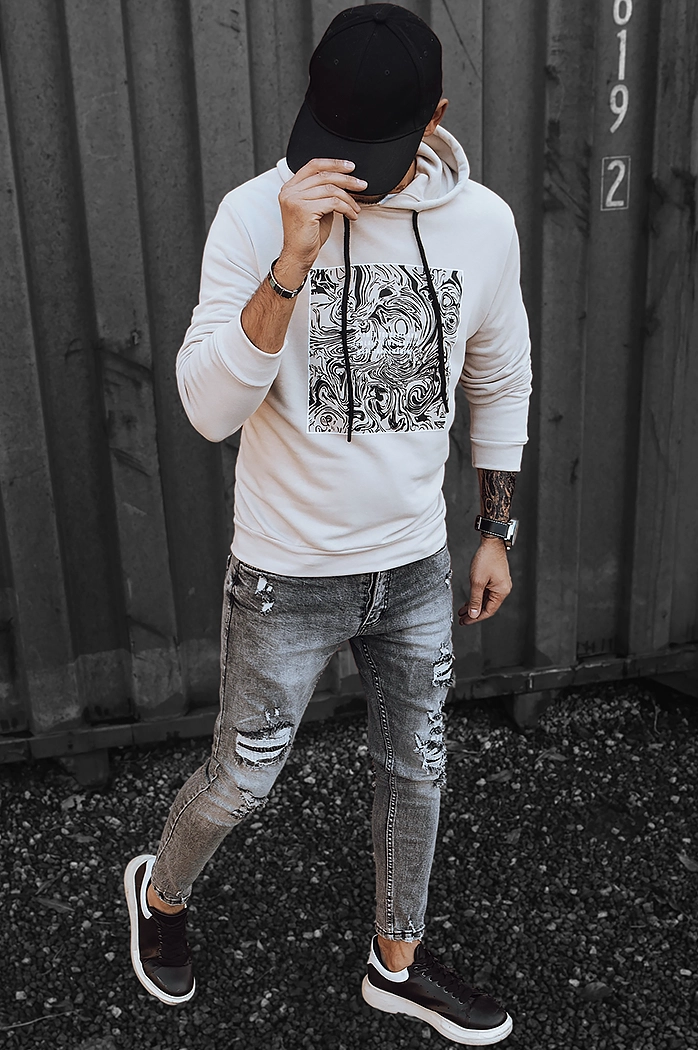 Herren Kapuzenpullover Farbe Ecru DSTREET BX5469