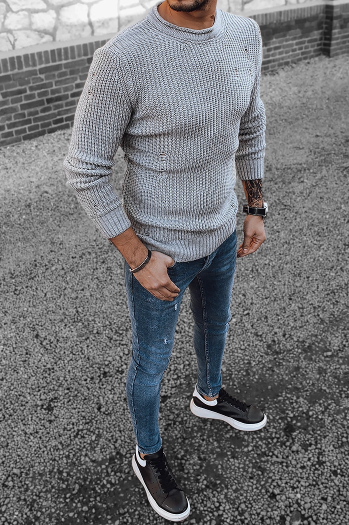 Herren Klassische Pullover Farbe Hellgrau DSTREET WX1989