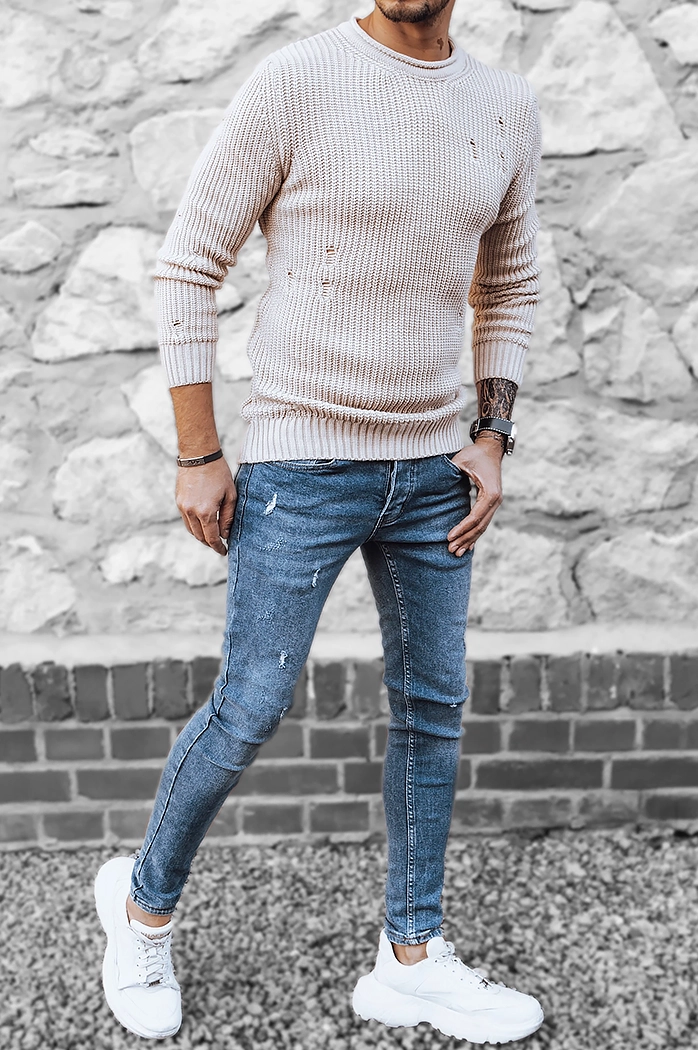 Herren Klassische Pullover Farbe Beige DSTREET WX1992